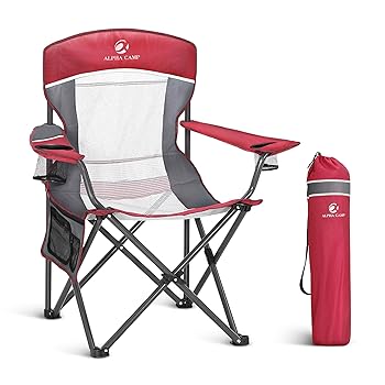 【中古】ALPHA CAMP 大層らしい大きさ メッシュ うしろ側 難民キャンプ 折りたたみ腰掛け 高耐久 受け支える 350重量ポンド 折りたたみ能力のある スチール写真ひな形 クアッドチ