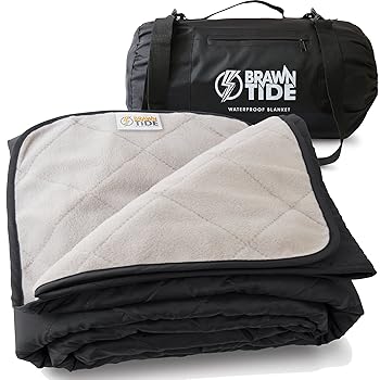 【中古】BRAWNTIDE 大型アウトドア防水ブランケット - ビーチブランケット ピクニックブランケット キャンプブランケット 極厚フリース 暖かい 防風 砂防