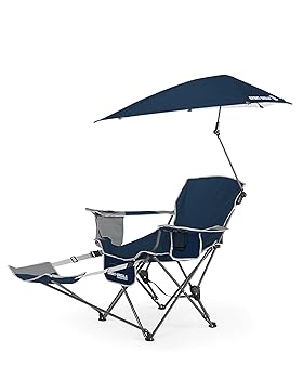 【中古】スポーツブレラSportBrella パラソル リクライニングチェア ミッドナイトブルー 高さ99.1cm UVカット 取り外し可能な傘とフットレスト 日本正規