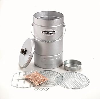 【中古】MARUKAマルカ くんせい器 スモーくん DX晴れ晴れしいロング しろがね色 差しわたし24.5×当て嵌める時高さ40糎