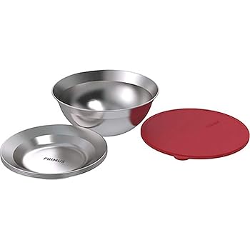 【中古】Primus CampFire サービングキット ステンレススチールプレート ボウル シリコン蓋 キャンプ&アウトドア料理用