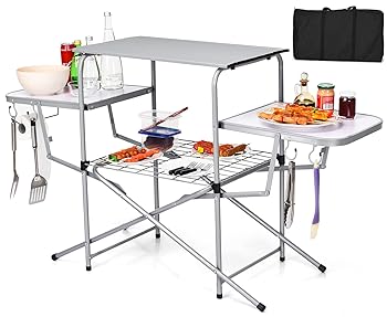 【中古】Giantex 折りたたみ式食べ物屋一覧表 26inメイン一覧表いの一番 ポータブルアルミキャンプテーブル キャリーバッグクイックセットアップ ア