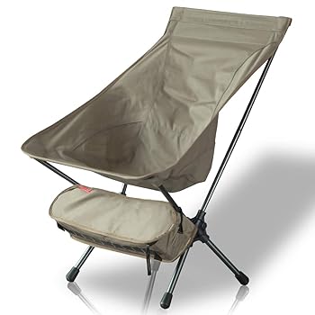 【中古】FIELDOOR ポータブルコンパクト アウトドアチェア ミドルバック T/C ポリコットン カーキ 耐過重150kg 軽量コンパクト 折りたたみ ウルトラライ
