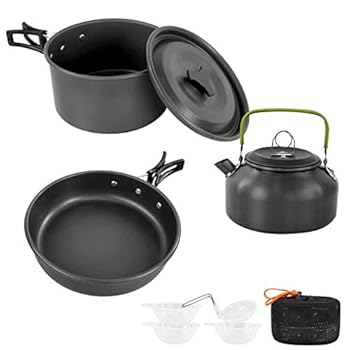 【中古】Sempiyi ポータブルキャンプ調理器具セット ハイキング バックパッキング ピクニック ミニ アルミニウム 折りたたみポットセット 収納バッグ ブ
