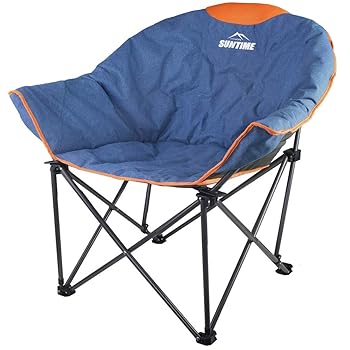 【中古】OUTDOOR LIVING SUNTIME ソファチェア 特大パッド入りムーン レジャー ポータブル 安定 快適 折りたたみ椅子 キャンプ ハイキング キャリーバッ
