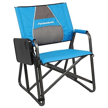 【中古】STRONGBACK アウトドアチェア ディレクター ポータブルキャンプチェア サイドテーブル 高耐久 折りたたみチェア ブルー/グレー