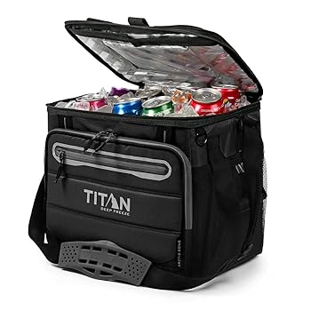 【中古】【39shop】タイタン★折り畳みクーラーバッグ ハードコア ショルダーストラップ付 ブラック 40缶収納（良い）｜ドリエム店