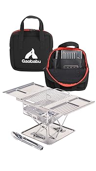 【中古】Gaobabu Gグリルmini タレ皿BBQコンロ！特許出願中収納バッグ 簡単 BBQ 炭火 バーベキュー コンパクト 焚火台 焚き火台 バーベキューコンロ キャ