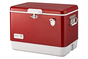 【中古】電話を掛けるマンColeman 冷房装置ボックス席 120th記念日 スチールベルトクーラー 54QT 約51L 保冷力4日 赤いこと