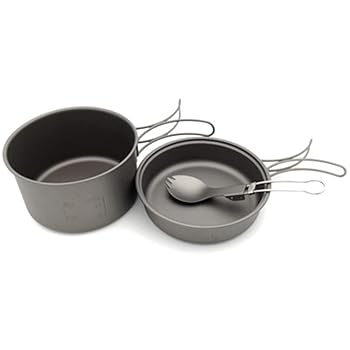 【中古】キャンプ クッカーセット 1-2人のためのキャンプ調理器具キットのためのキャンプのバックパッキングのためのステンレス鋼が付いている鍋の鍋の鍋