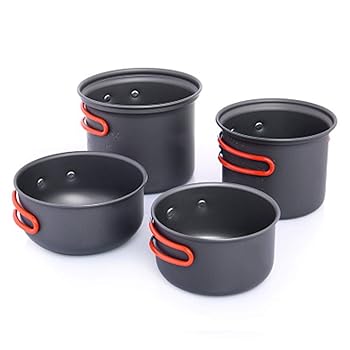 【中古】難民キャンプ クッカーセット 難民キャンプ用計器室外キャンプポットと食麺麭仕掛ける2本の難民キャンプ膳立て物の具 難民キャンプ用 色 : Orange, Size : 2-3 people