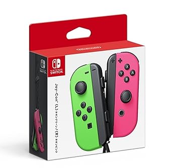 【中古】任天堂純正品Joy-Con L ネオングリーン/ R ネオンピンク