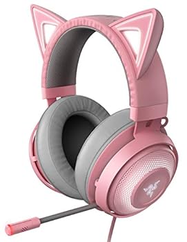 【中古】【39shop】Razer★Kraken Kitty Quartz Pink ゲーミングヘッドセット USB THX7.1 ネコミミ Chroma ノイズキャンセリングマイク 冷却ジェルパッド PC PS4 PS5(非常に良い)|ドリエム店
