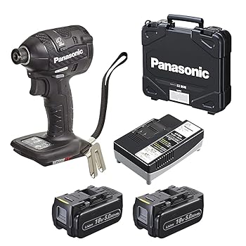 【中古】パナソニック 申し受ける差しひびき１番ウッド 18V 5.0Ah 蓄電池風呂敷き包み×2個/申し受ける器/入れもの付 デュアル 14.4V/18V相応う 小型全長118粍 IP56 EZ75A7LJ2G-