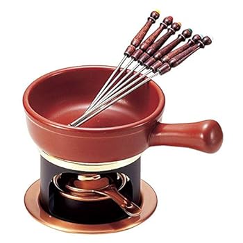 【中古】新光金属 フォンデュ鍋 茶 16cm チョコ&チーズフォンデュセット T-100