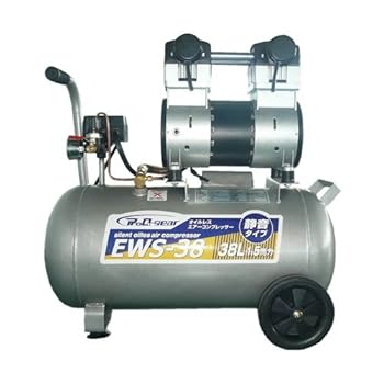 【中古】シンセイ 静音オイルレスコンプレッサー 38L EWS-38