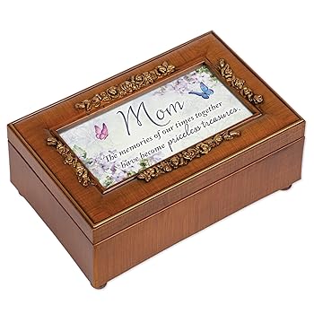 【中古】Mom Times Together Treasures Woodgrain Rose Petite Music Box Plays Wind Beneath My Wings