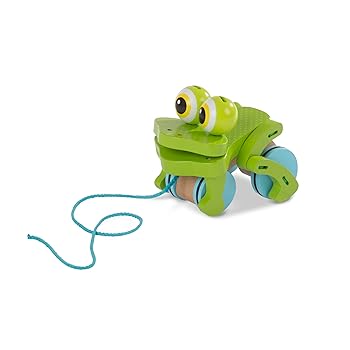 【中古】【39shop】Melissa★& Doug ファースト プレイ フロッキング カエル 木製プルトイ - 発達 アヒル プルトイ 対象年齢1歳以上（良い）｜ドリエム店