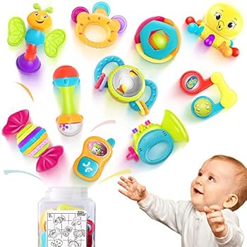 【中古】iPlay, iLearn 赤んぼう用 ガラガラ、歯固め、シェーカー、掴んで回すラトル、音の出る手あそび10点仕掛ける、揺籃期受けつたえる手あそび 3、6、 9、 12ヶ月の赤