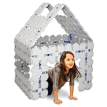 【中古】Fort Boards: Fort Building Kit | ジャンボブロック - 子供用組み立て玩具 | 90 ピースセット:グレー
