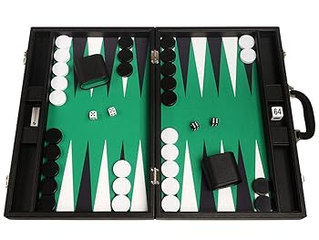 【中古】【39shop】19-inch★Premium Backgammon Set - Large Size - Black Board, Green Playing Surface, Black and White Points(非常に良い)|ドリエム店