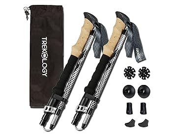 【中古】Trekology Trek-Z トレッキングハイキングポール 2本仕掛ける 折りたたみ式ウォーキング突っ支い棒 牢固たる 軽さ 軽銀 7075 自然調整能力のあるなクイッ