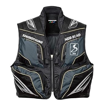 【中古】SHIMOTSUKEシモツケ NEBネオブラッドベストWB ブラック×グレー SMV-330 L