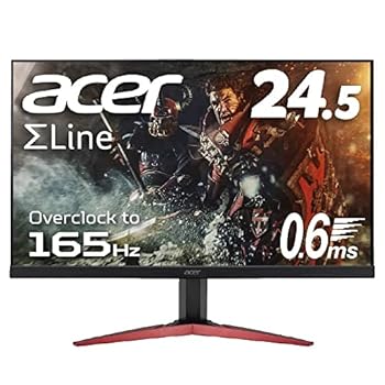 【中古】Acer ゲーミングモニター SigmaLine 24.5インチ KG251QJbmidpx 0.6msGTG 165Hz TN フルHD FreeSync フレームレス HDMI スピーカー内蔵 ブルーラ
