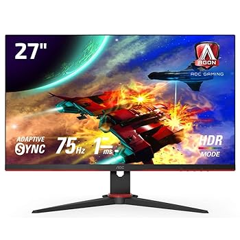 【中古】AOC ゲーミング液晶モニター 27G2E511 27インチフルHDIPSHDMIDisplayPort75Hz応答速度1msHDRエフェクトモードFreeSyncフリッカーフリーローブル