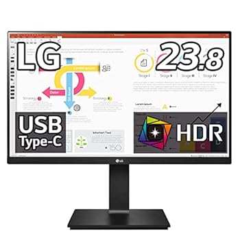 【中古】LG ひな型受け答え 管する 見せびらかす 24QP750-B 23.8inWQHD2560×1440IPS非光輝HDRFreeSyncUSB Type-C,HDMI,DP高さ調節する,中軸相応う3年
