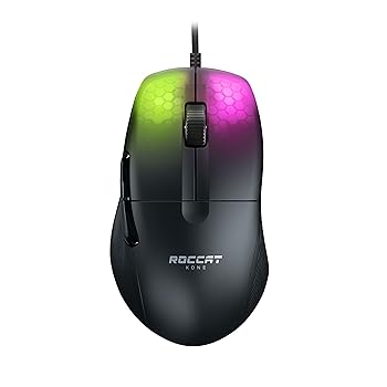 【中古】ROCCAT ゲーミングマウス Kone Pro 有線 黒いこと黒 光学式19Kオプティカルスイッチサイドボタン軽さ66gPTFEReflexRGB ＦＲＧ青写真 日本置き目