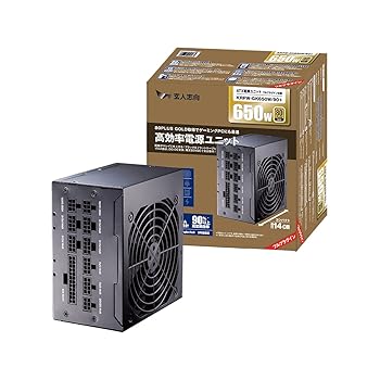 【中古】玄人志向 STANDARDシリーズ 80 PLUS GOLD認証 650W フルプラグインATX電源 KRPW-GK650W90+