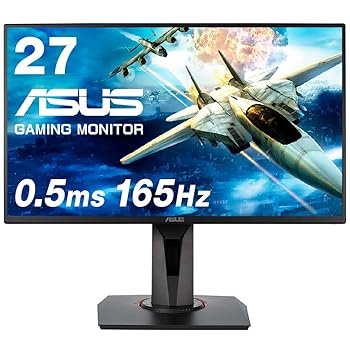 【中古】ASUS ゲーミングモニター VG278QR 27in盛りだくさん固定ディスク0.5ms165HzG-SYNC CompatibleFreeSyncHDMI,DP,DVI高さかい繕う 縦回転させる金棒引き3