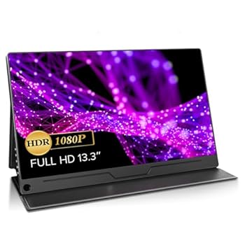 【中古】EVICIV モバイルモニター 13.3インチ 1920*1080 ポータブルディスプレイ 薄型 軽量 IPS液晶パネル 保護カバー VESA対応 ペンホール・スタンド 横