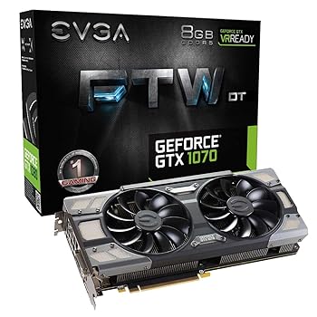 【中古】国内置き目品 EVGA GeForce GTX 1070 FTW DT GAMING ACX 3.0 グラフィックゲーム盤 08G-P4-6274-KR