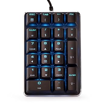 【中古】Qisan メカニカルテンキーパッド GATERON ブラウンスイッチ 有線アイスブルー バックライト ゲーム用キーパッドキーボード 21キー ポータブル メ