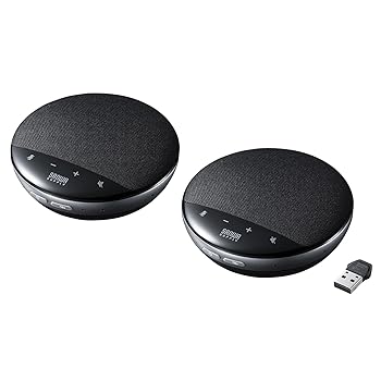 【中古】サンワサプライ ワイヤレス会議スピーカーフォン2台セット MM-WLMSPSET