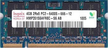 【中古】hynix PC2-6400S DDR2-800 4GB SO-DIMM 200pin ノートパソコン用メモリ 型番：HMP351S6AFR8C-S6 動作品