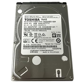【中古】TOSHIBA MQ02ABD100H 2.5インチ 5400rpm 64MB 1TB SSHD 8GB 並行輸入