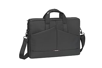 【中古】リヴァケース 8731グレー．15.6“用手提げ肩掛け兼用バッグ．粋なデザインはドイツ発．厚手パッドと防水生地でPCは安全．コンパクトで軽量．通勤