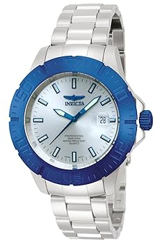 【中古】Invicta Men's 44mm Silver Steel Bracelet & Case Mineral Glass Quartz Watch 14051