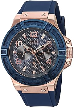 【中古】ゲス GUESS Blue and Rose Gold-Tone Rigor Standout Casual Sport Watch 並行輸入品 27,200円