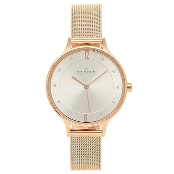 【中古】スカーゲン 時辰儀 レディース アニタ 30粍 メッシュ胴締め 水晶 SKAGEN 1SKW2151 サクラ色ゴールド 並行輸入品 その他-レディースファッション