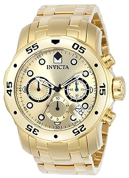 【中古】【39shop】腕時計★インヴィクタ Invicta Men's 0074 Pro Diver Chronograph 18k Gold Plated Stainless Steel Watch 並行輸入品（非常に良い）｜ドリエム店