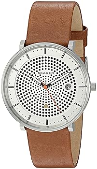 【中古】Skagen Men\u0027s Hald Solar SKW6277 Silver Leather Quartz Dress Watch