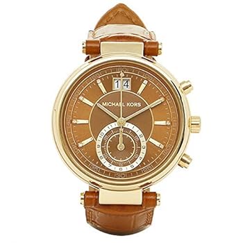 【中古】マイケル教科課程Michael Kors レディース SAWYER ソーヤー クロノグラフ 赤銅色 クロコ なめし革 ゴールド 水晶 MK2424 ウォッチ 並行輸入品