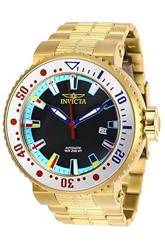 【中古】Invicta Men's Pro Diver 52mm Gold-Tone Steel Bracelet & Case Automatic Black Dial Analog Watch 27666