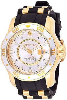 【中古】Invicta Men's 6995 Pro Diver Collection GMT Silver Dial Black Polyurethane Watch