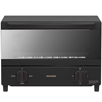 【中古】アイリスオーヤマ オーブントースター ブラック 2枚焼き ミラーガラス パンくずトレースチームトースター 1000W KSOT-011-B