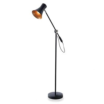 【中古】LOWYA ロウヤ フロアライト フロアランプ スタンドライト 間接照明 led おしゃれ 寝室 デスク シンプル 伸縮 高さ調整 ブラック